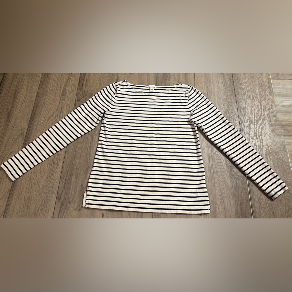J. Crew Navy and White Striped Long Sleeve Top